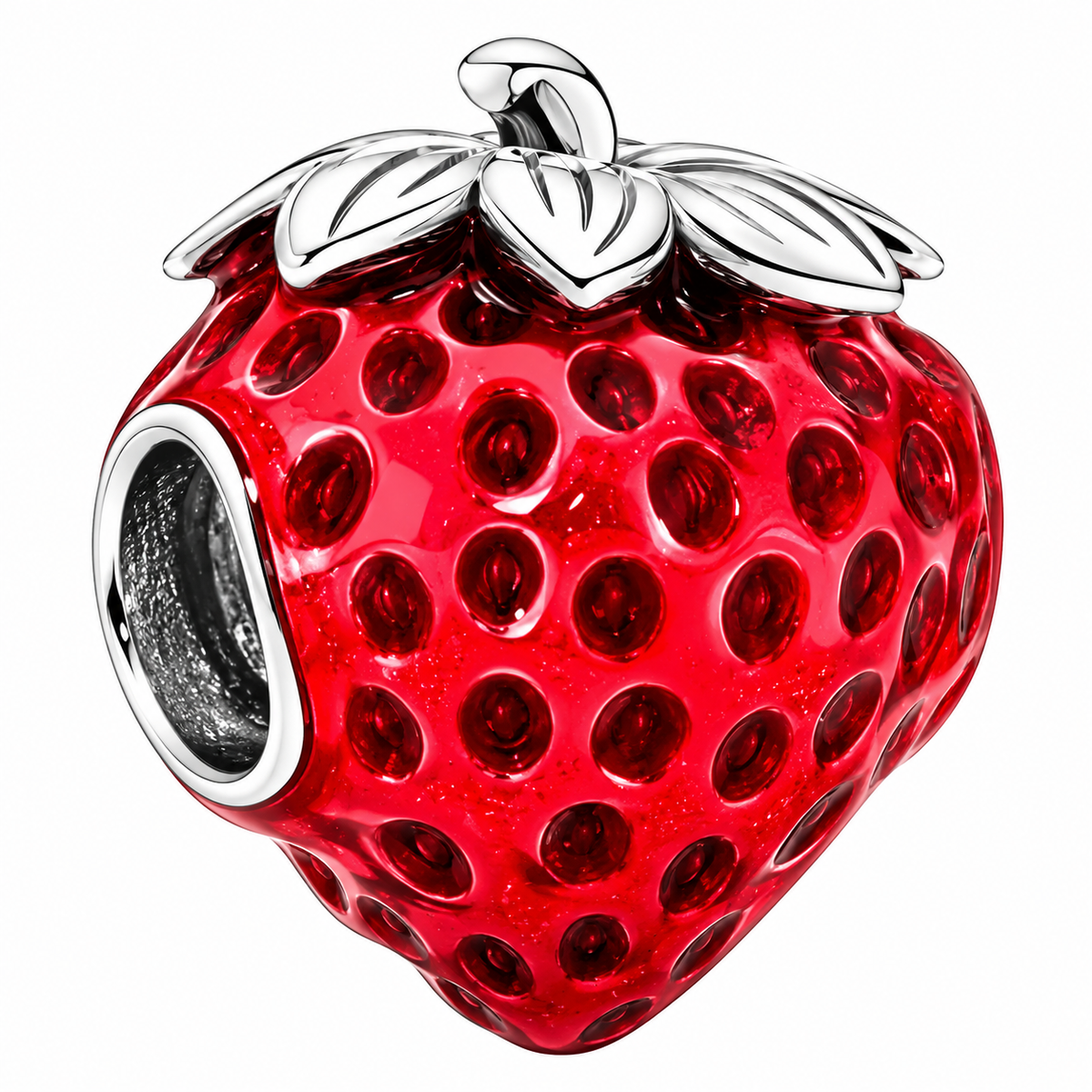 Red Strawberry Charm S925 Sterling Silver