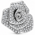 Sparkling Silver Rose Flower Charm Bead