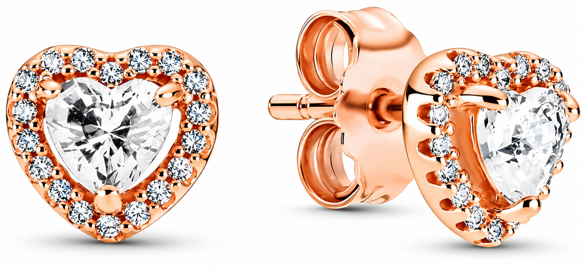 Sparkling Elevated Heart Stud Earrings
