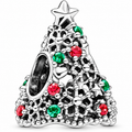 Silver Glitter Christmas Tree Charm