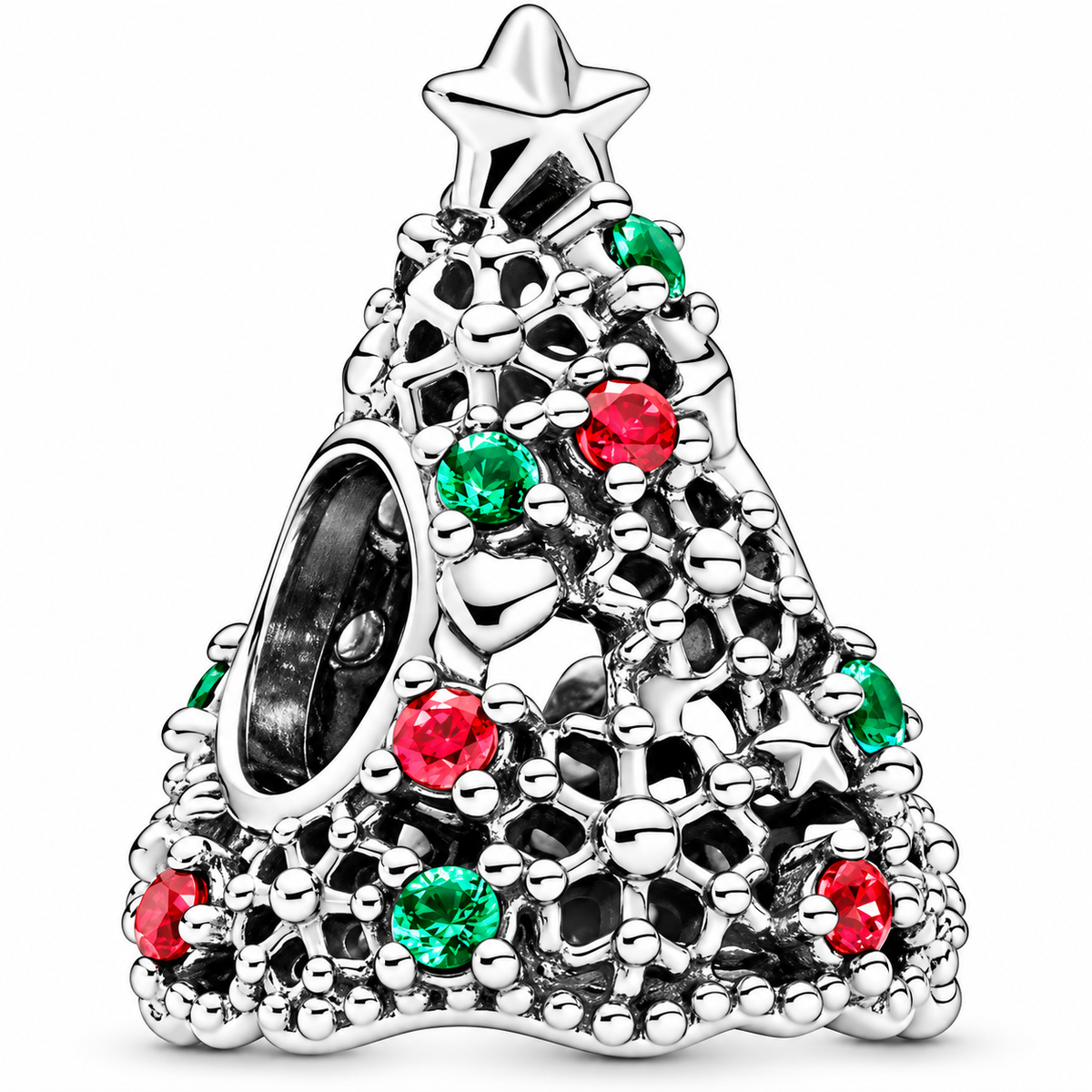 Silver Glitter Christmas Tree Charm