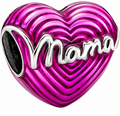 Pink Mama Heart Charm Bead