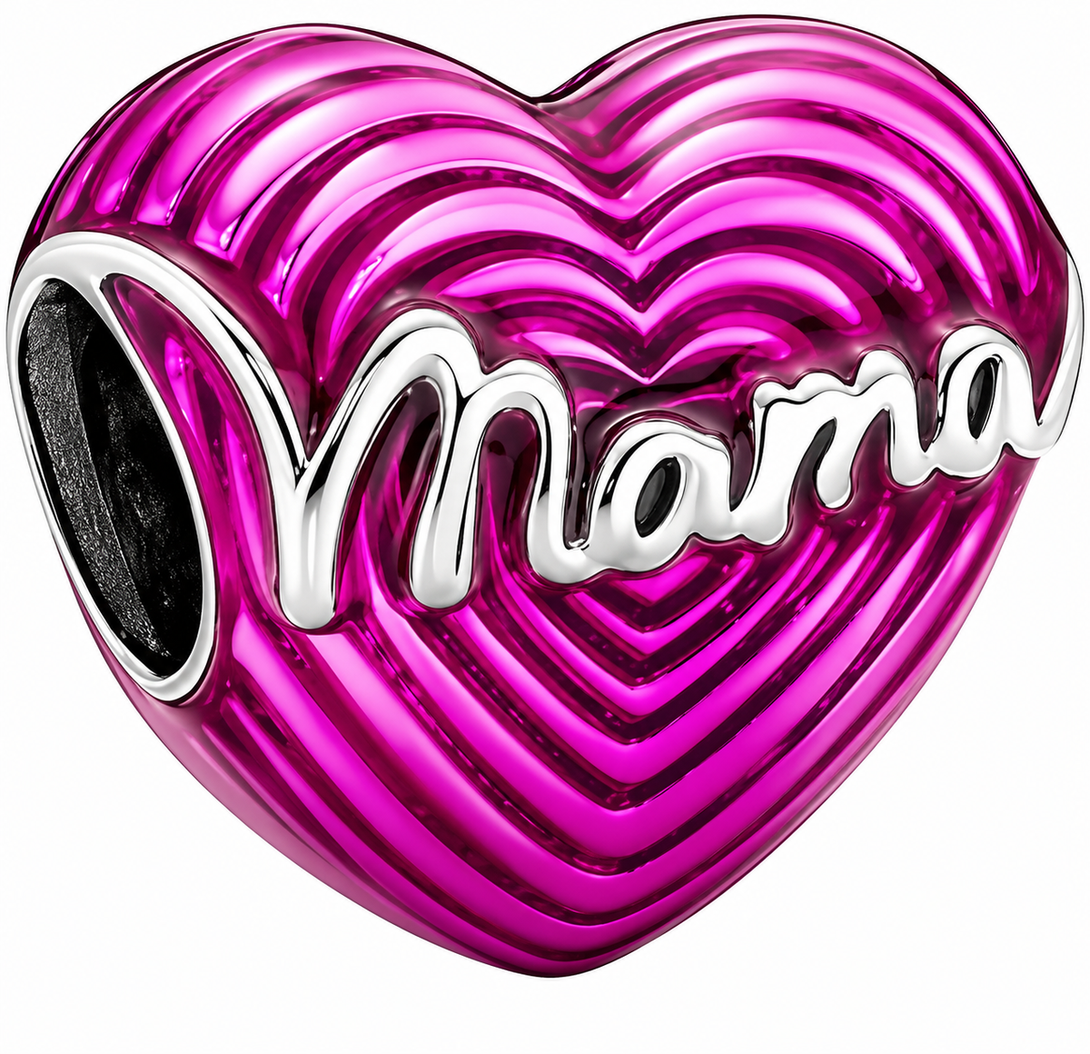 Pink Mama Heart Charm Bead