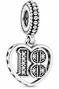 18th Birthday Heart Dangle Charm S925 Sterling Silver – Birthday Gift for Her