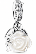 White Rose Flower Dangle Charm
