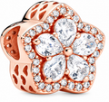 Rose Gold Sparkling Five Petal Flower Charm Bead