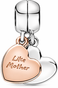 Like Mother Like Daughter Double Heart Dangle Charm
