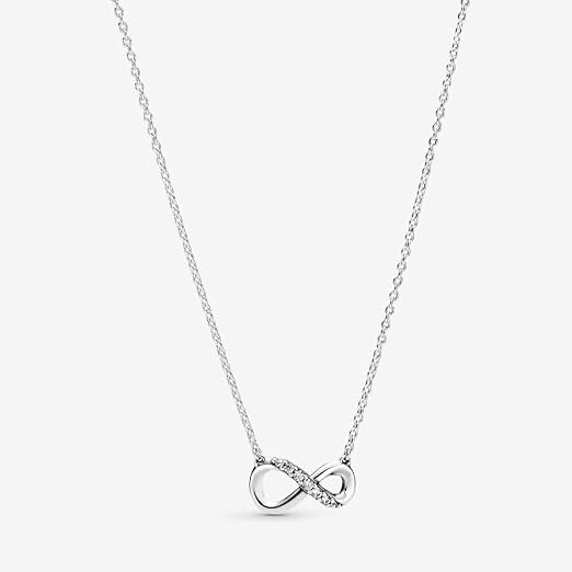 Sterling Silver Elegant Infinity Symbol Pendant Necklace with Sparkling Crystal Accents