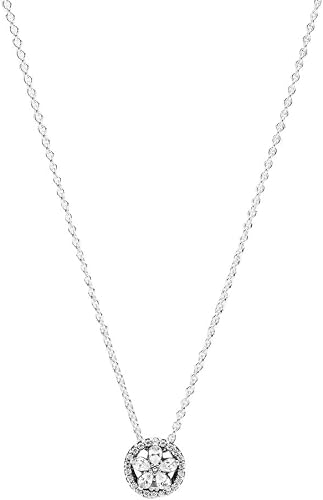 Sparkling Round Floral Cluster Pendant Necklace