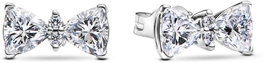 Crystal Bow Stud Earrings S925