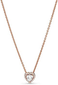 Sparkling Heart Collier Necklace 14k Rose Gold Plating