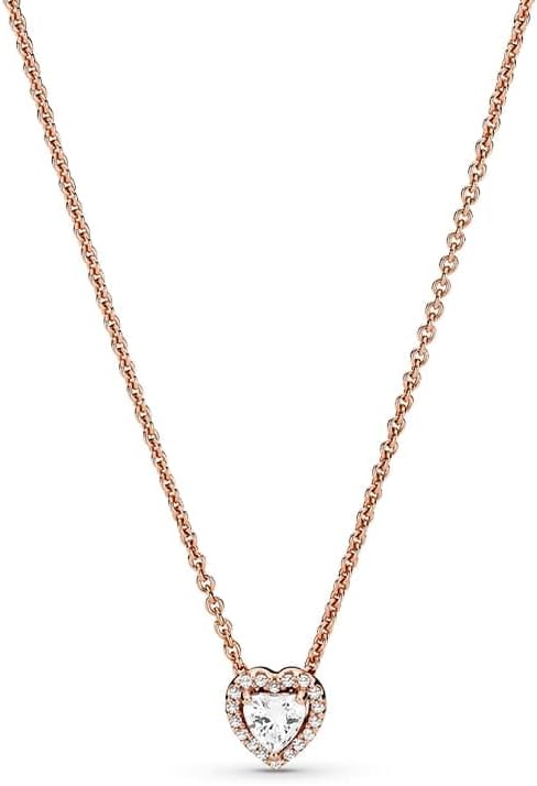 Sparkling Heart Collier Necklace 14k Rose Gold Plating