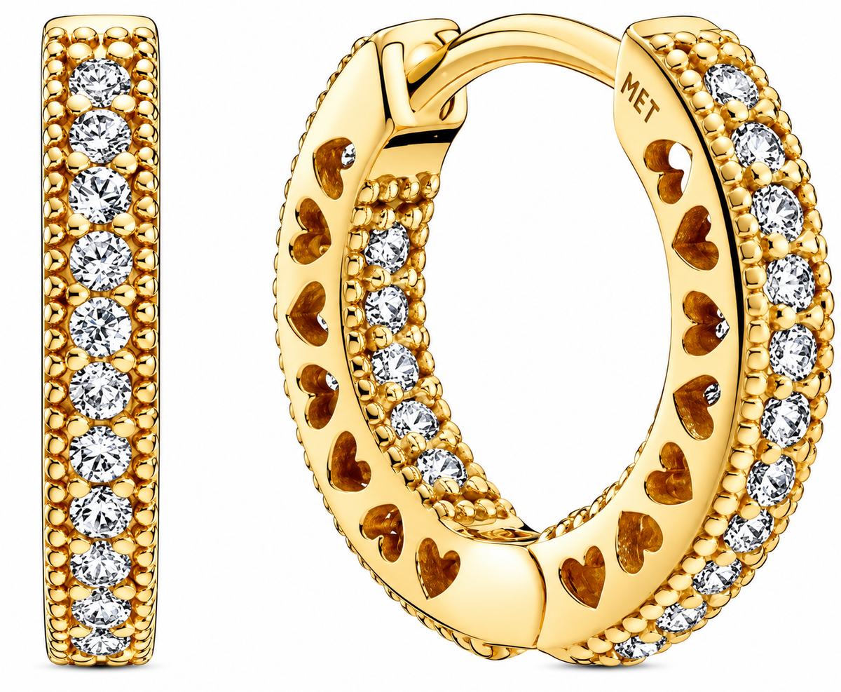 Pavé Heart Hoop Earrings 14k Gold Plating