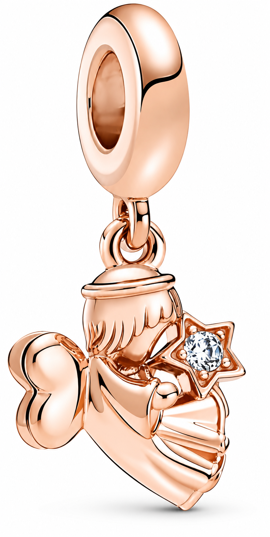 Rose Gold Fairy Charm with Sparkling Star Magical Angel Dangle Bracelet