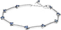 Sterling silver bracelet with clear cubic zirconia and skylight blue crystal 20 CM
