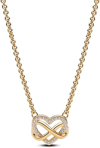 S925 Sparkling Infinity Heart Collier Necklace 14k gold plating