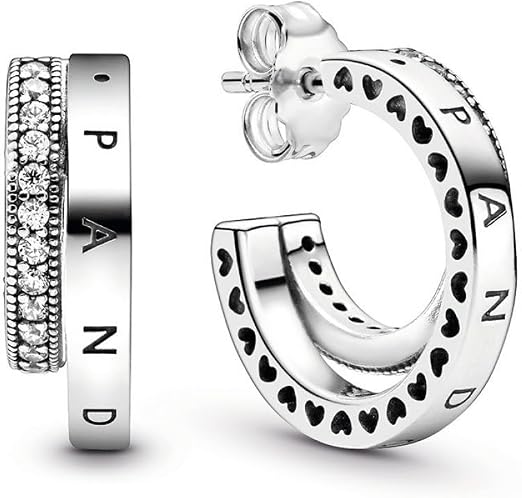 Double Hoop Stud Earrings with Crystal Detailing