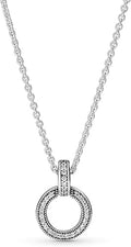 Double Circle Pendant & Necklace Sterling Silver