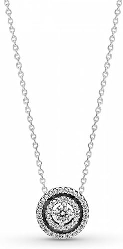 Sparkling Double Halo Collier Necklace Sterling Silver