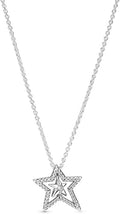 Pavé Asymmetric Star Collier Necklace Sterling Silver