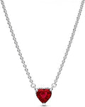 Sparkling Heart Halo Pendant Collier Necklace Sterling Silver