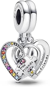 True Friends Double Heart Dangle Charm S925