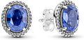 Royal Blue Sapphire-Look Oval Crystal Stud Earrings