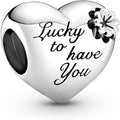 Lucky to Have You Heart Charm – Four-Leaf Clover Love Bead for Bracelets