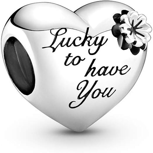 Lucky to Have You Heart Charm – Four-Leaf Clover Love Bead for Bracelets