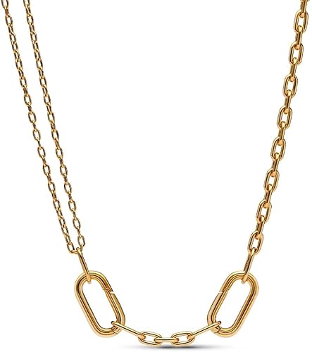 Elegant Gold-Tone Layered Paperclip Link Chain Necklace for Women