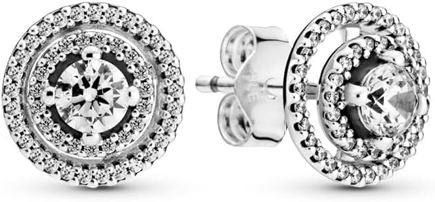 Double Halo Stud Earrings – Sparkling Pavé Circle