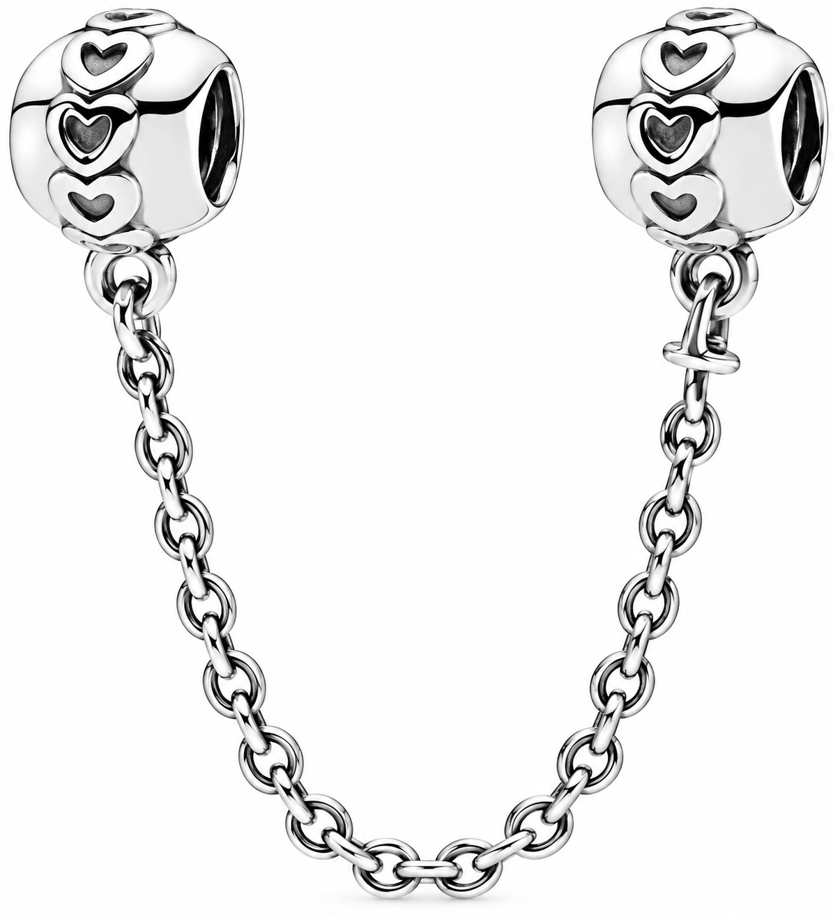 Heart Safety Chain Charm, Double Heart Bracelet Connector