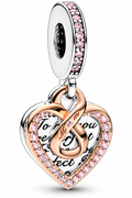 Infinity Heart Double Dangle 14K Rose Gold-Plated & Sterling Silver