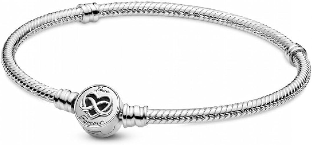 S925 Passions Snake chain sterling silver bracelet and infinity heart clasp