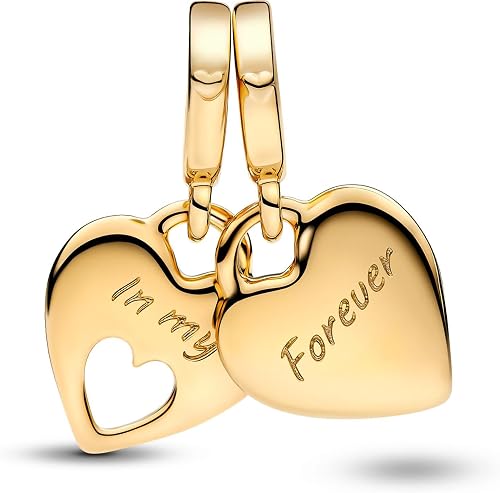 Gold-Tone In My Heart Forever Double Dangle Charm