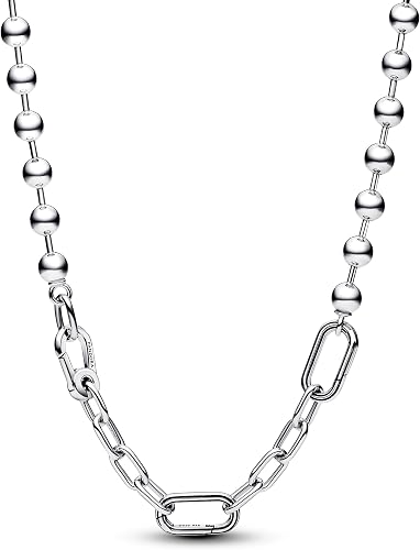 Beaded & Paperclip Link Chain Necklace S925