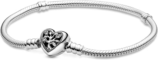 S925 Family Tree Heart Clasp Snake Chain Bracelet