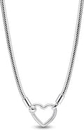 S925 Heart Closure Snake Chain Necklace Sterling Silver