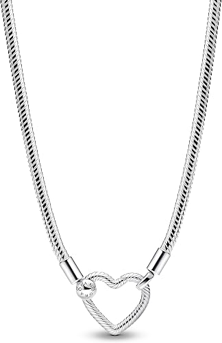 S925 Heart Closure Snake Chain Necklace Sterling Silver