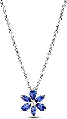 Sparkling Blue Herbarium Cluster Pendant Necklace