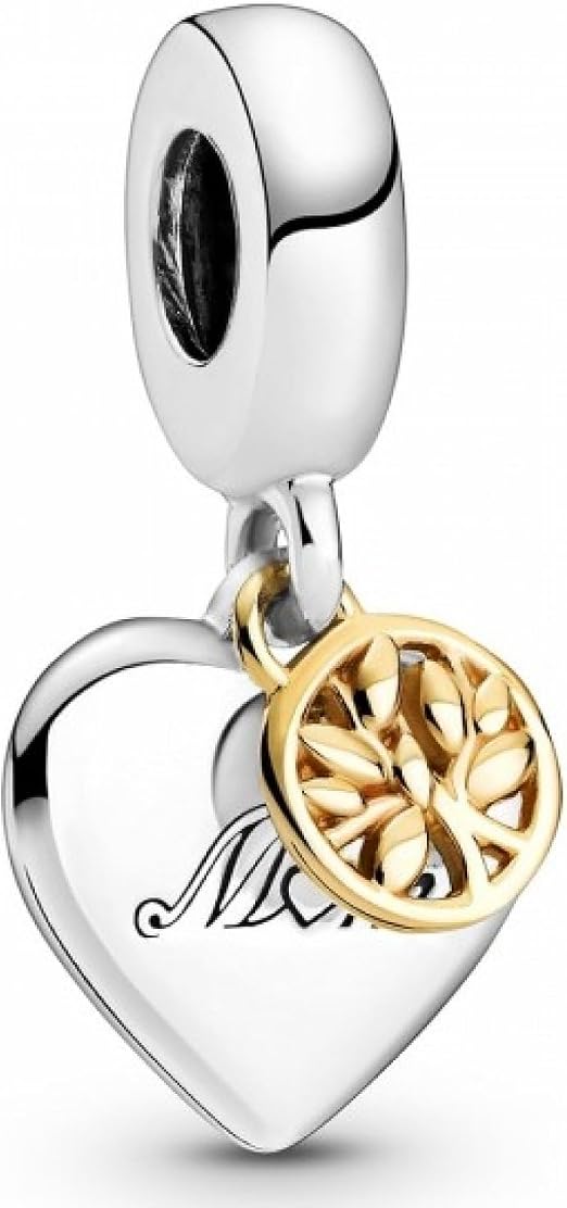 Two-Tone Mum Heart & Family Tree Dangle Charms