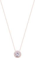 Elegant Rose Gold-Tone Round Crystal Halo Pendant Necklace
