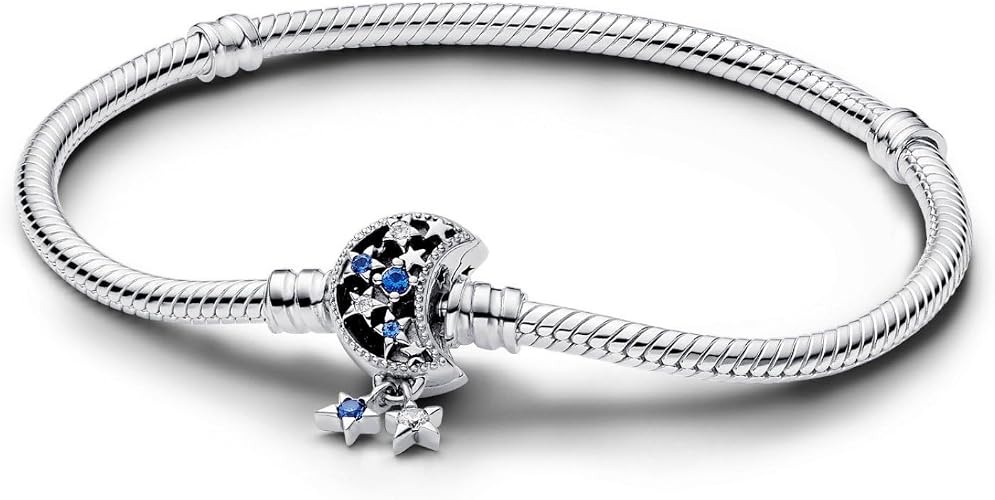 S925 Sparkling Moon Clasp Snake Chain Bracelet Sterling silver