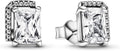Elegant Silver Rectangular Crystal Stud Earring
