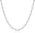 Elegant Silver Paperclip Chain Necklace – Minimalist Geometric Link Jewellery for Women