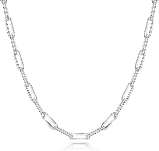 Elegant Silver Paperclip Chain Necklace – Minimalist Geometric Link Jewellery for Women