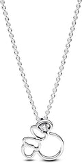 Disney Mickey and Minnie Mouse Silhouette Necklace Sterling Silver