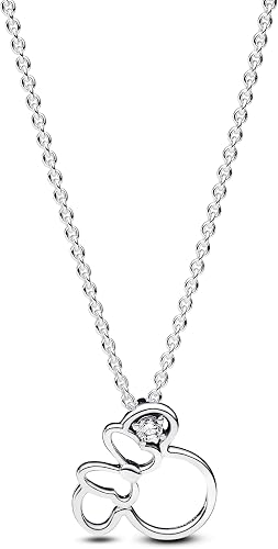 Disney Mickey and Minnie Mouse Silhouette Necklace Sterling Silver
