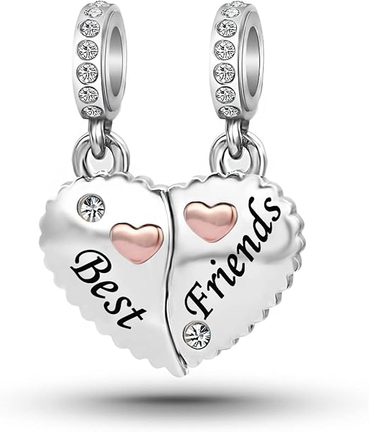 Best Friends Split Heart Double Dangle Charm