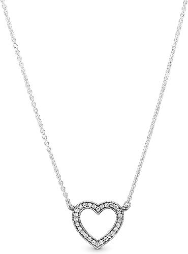 Sparkling Open Heart Pendant Necklace